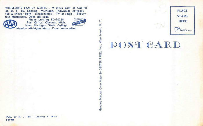 Winslows Family Motel - Old Postcard Photo (newer photo)